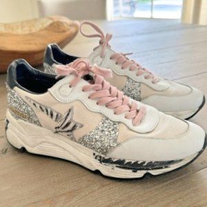 Golden Goose Running Sole cream-colored upper & zebra print Shoe Size 38